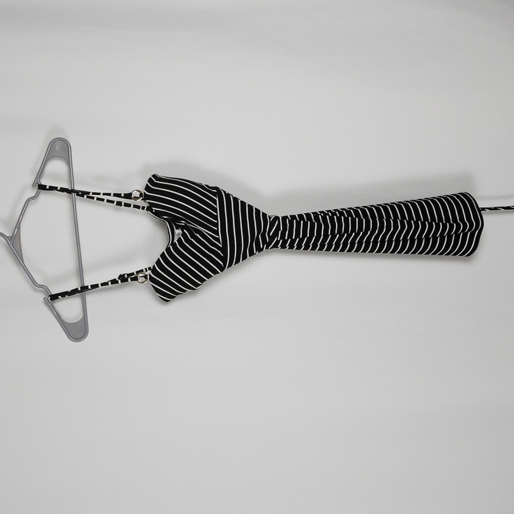Cache black dress with white stripes size XL